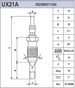 Подгревна свещ - UX21A