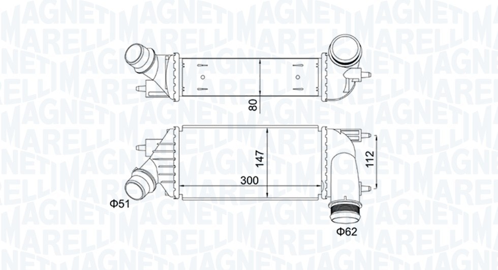 Интеркулер Magneti Marelli 351319204140 за CITROEN, PEUGEOT MST414