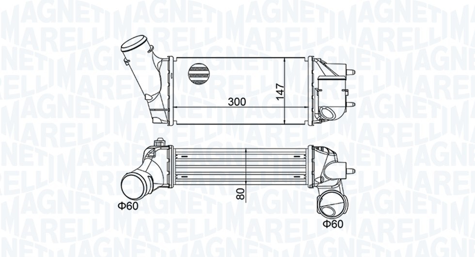 Интеркулер Magneti Marelli 351319204680 за CITROEN, PEUGEOT MST468