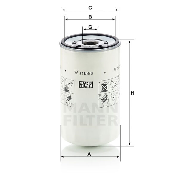 Маслен филтър MANN   W1168/6 MANN W1168/6